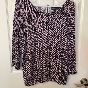 Dana Buchman Abstract Pink and Black Long Sleeve Sweater